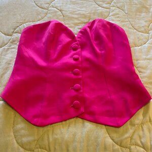 White Fox Boutique Bubblegum Hot Pink Vest Bustier Sz L NWT Barbie Playboy Bunny